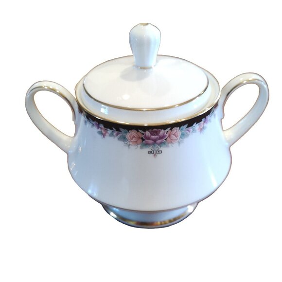 Noritake Legendary Belle Empress Sugar Bowl With Lid And Creamer Milk Jug Mint - Picture 2 of 15